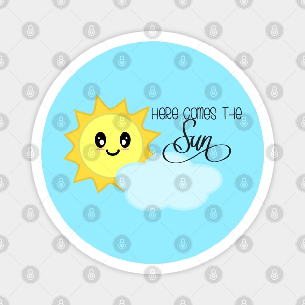 Here Comes The Sun in Light Blue Magnet by Kelly Gigi